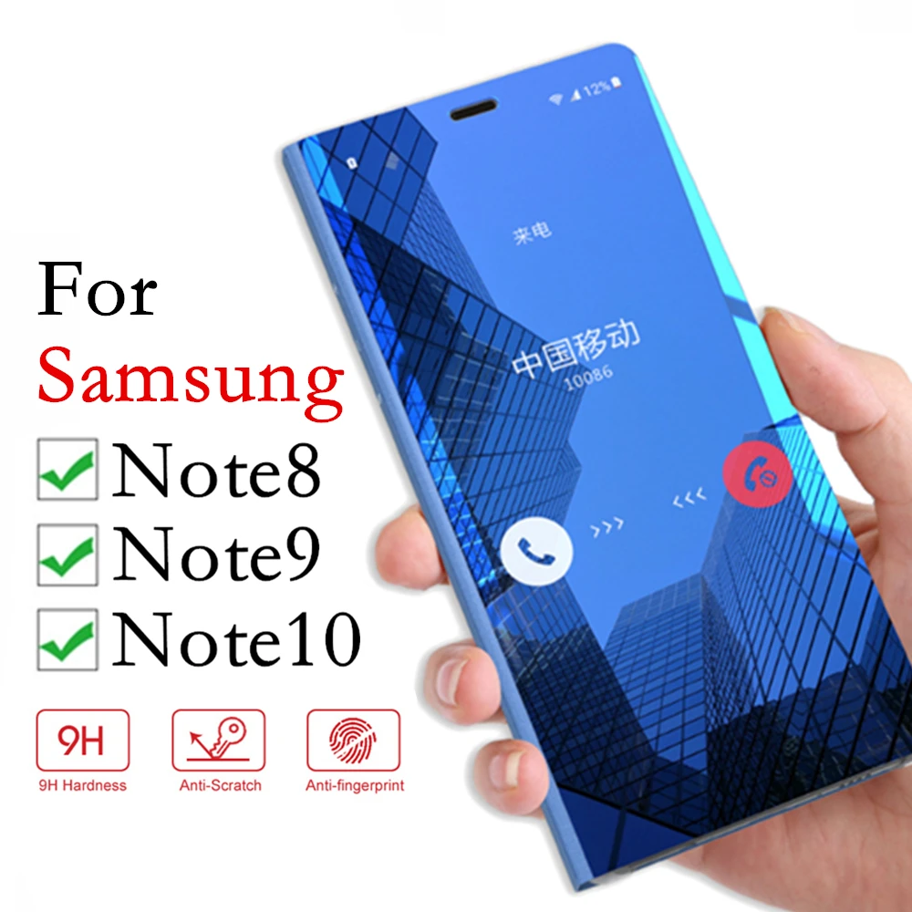 Роскошное умное зеркало флип чехол для samsung Galaxy Note 10 8 9 Note10 Note9 Note8 телефон Funda Sumsung Galax кожаный чехол