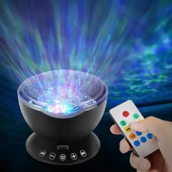 

Rotating LED Ocean Wave Projector Lamp Night Light Remote Control Music Player Sky Remote Control Ocean Wave Projector