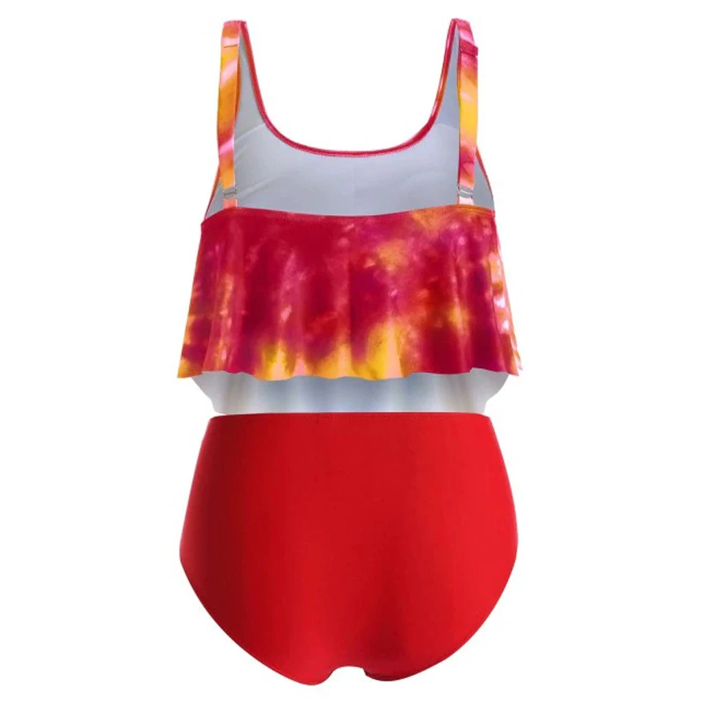 Women Two Pieces Bathing Suits Top Ruffled With High Waisted Bottom Bikini Set Wire Free Caual Split Beachwear Ladies Girls 719