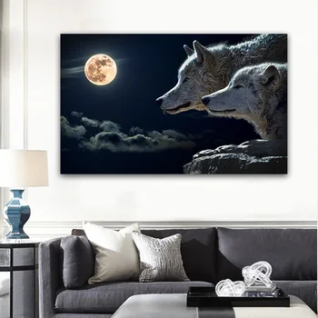 

Modern Black White Design Wolf and Swan Art Canvas Painting Posters and Prints Wall Art for Living Room Home Bedroom Decoration