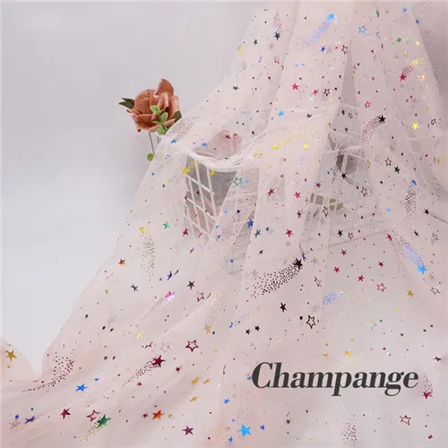 Champagne 5 м/лот модная Яркая блестящая сетка со звездами дизайнерская танцевальная юбка для дня рождения кружевная ткань для шитья Tissu - Цвет: Champagne
