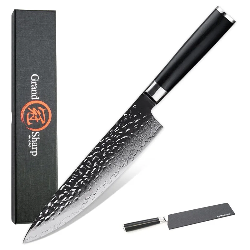 PAUDIN 8 Inch Damascus Chef Knife - Japanese High Carbon VG10 Steel, Full  Tang G10 Handle