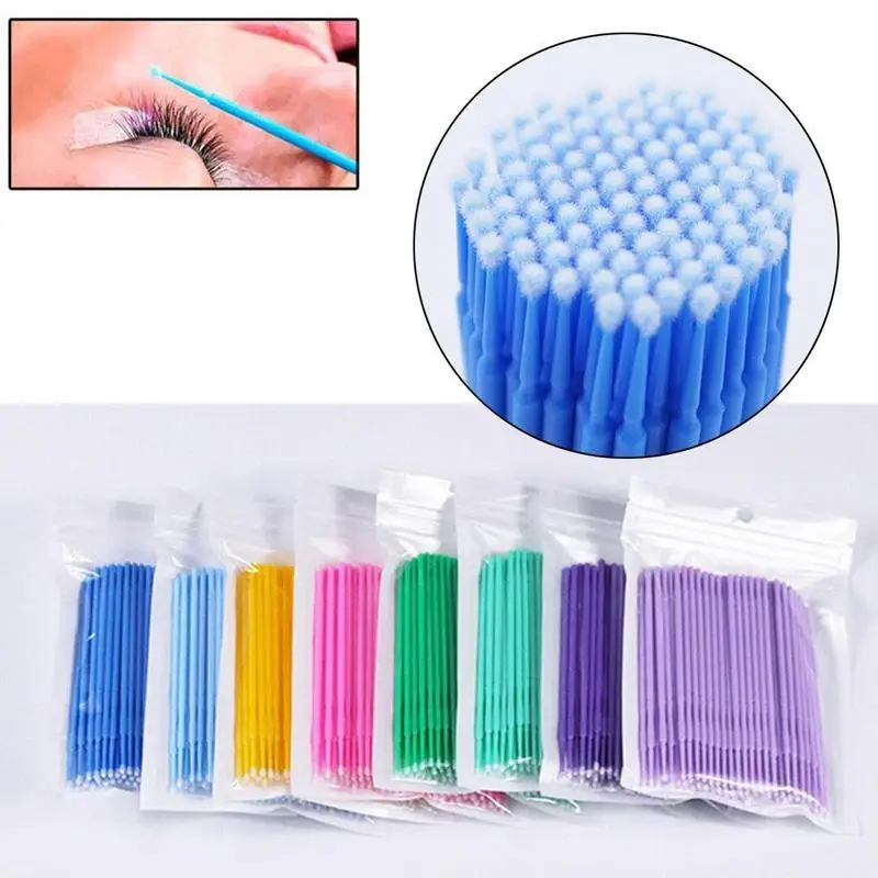 100 Pcs Micro Brush Disposable Microbrush Applicators Natural Eyelashes