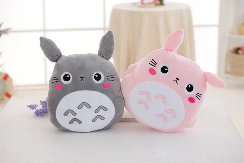 Kawai Тоторо плюшевая мягкая игрушка грелка для рук с одеялом Животное Мультфильм Подушка Милая Горячая Хорошее качество Рождественский подарок ребенок
