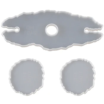 

3Pcs Irregular Tray Mould Cup Holder Mold Epoxy Resin Silicone Coaster Tray Table Mat Wine Tray Mold