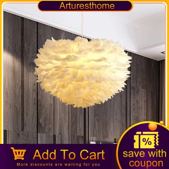 

Nordic Feather Pendant Lamps Creative Fairy Hanging Lamp Goose Feather Bedroom Dining Room Loft Chandelier Ceiling Droplight