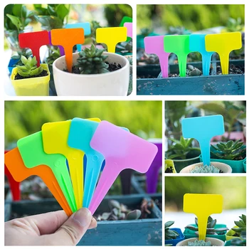 

50pcs Plastic Plant Labels Garden Markers T-Type Plant Tags For Gardening Labels Stake On Soil Paint Sticks Seedings Tags Sign