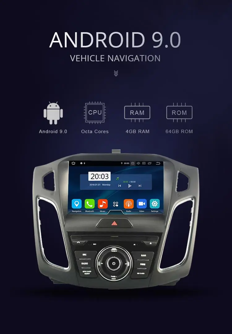 JDASTON Android 9,0 dvd-плеер для автомобиля Ford Focus wifi Мультимедиа gps стерео 1Din Автомагнитола аудио авто видео