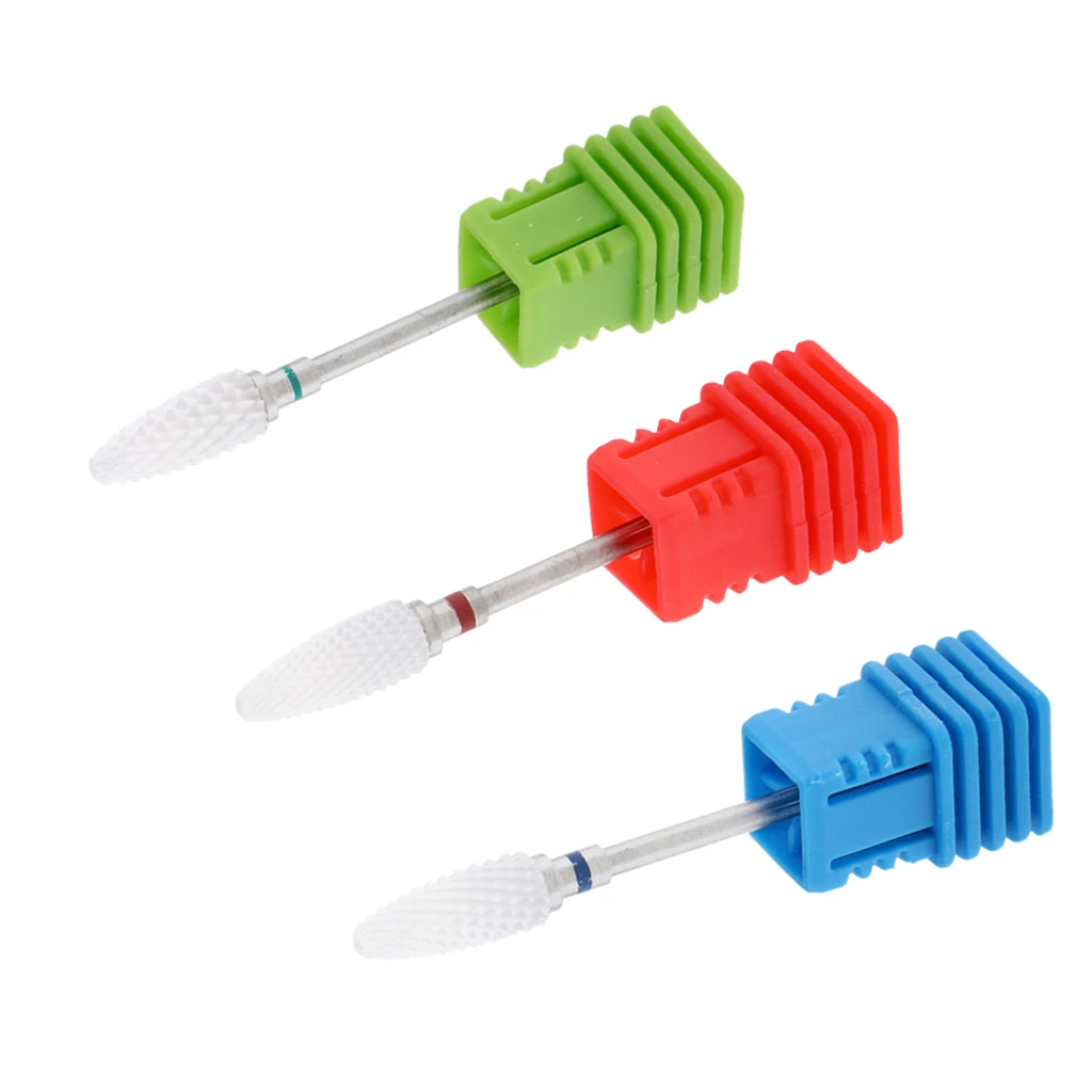 Set of 3 Professional Acrylic Cuticle Nails Bit for Manicure Pedicure Cuticle Gel Nail Polishing 3/32 inch