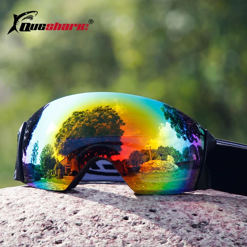 Без Рамки Uv400 ветрозащитные очки для катания на лыжах мужские и женские противотуманные большие Лыжные маски очки для велоспорта, лыжного