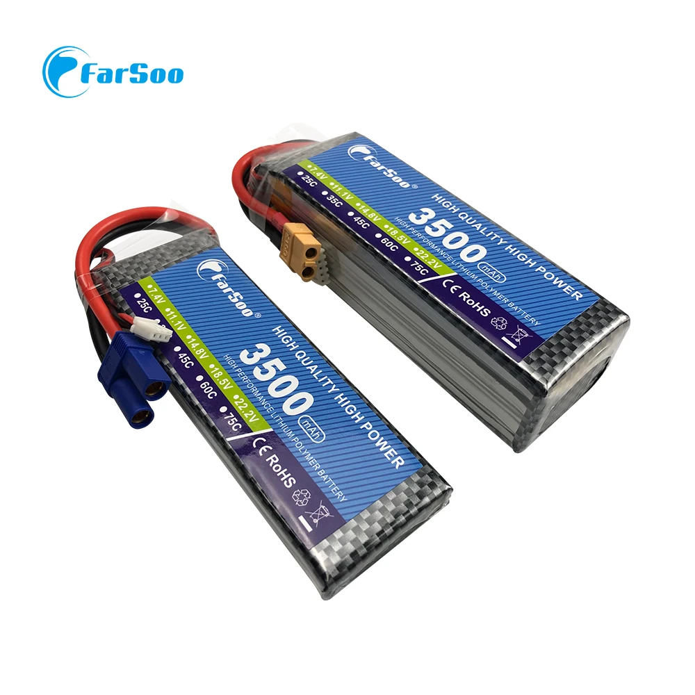 

RC LiPo battery 4S 14.8V 3500mAh 40C-80C RC battery 4S For RC Airplane Quadrotor Helicopter Drone 14.8V RC Li-Po batteries XT60