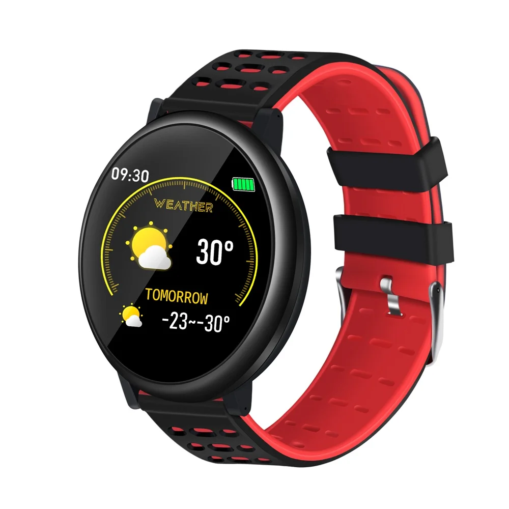 Красный Android умные часы ios Smartwatch Bluetooth фитнес-браслет кровяное кислородное кровяное давление монитор сердечного ритма умные часы - Цвет: Красный