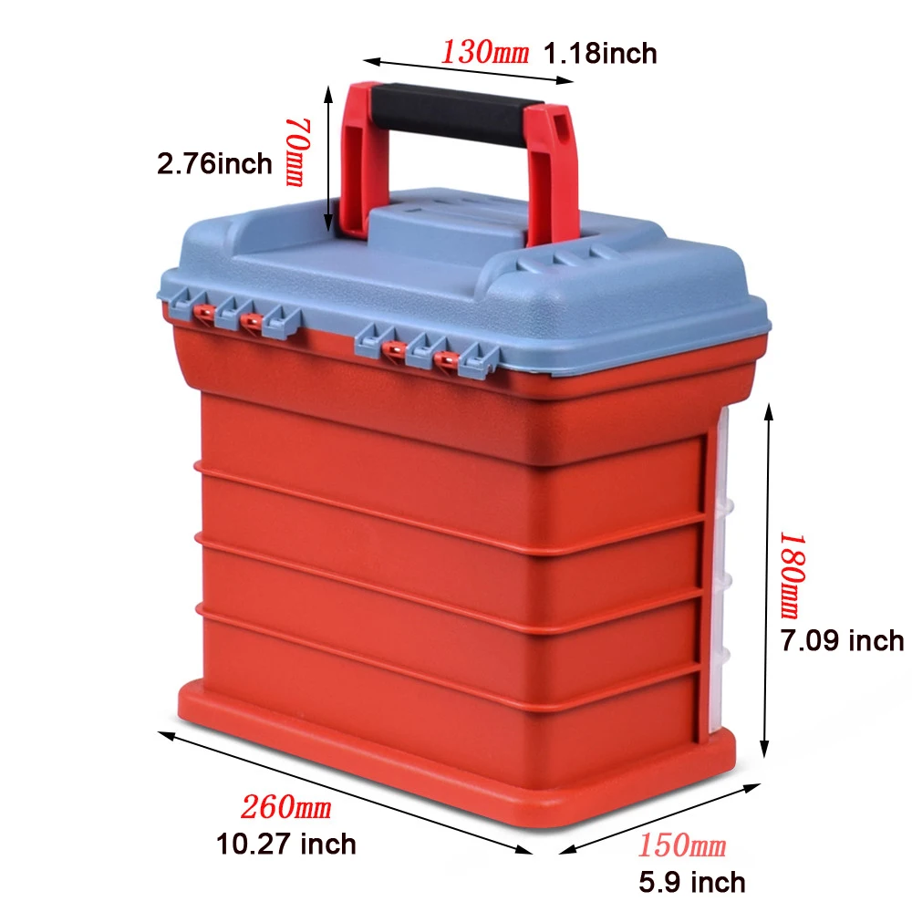 NEWACALOX Portable Hardware Storage Box 4-layer Parts Plastic Tool Box Outdoor Toolbox for Repair Fishing Accessories Tool Case tool storage box,parts storage box,plastic tool box,storage organizer box