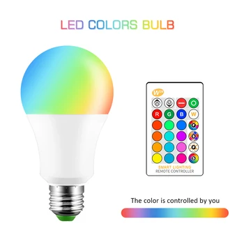 

RGB RGBW Led Bulb Lights 5W 10W 15W AC 110V 220V E27 With 24Keys IR Romote Control 16 Colors Changeable Home Decoration Led Bulb