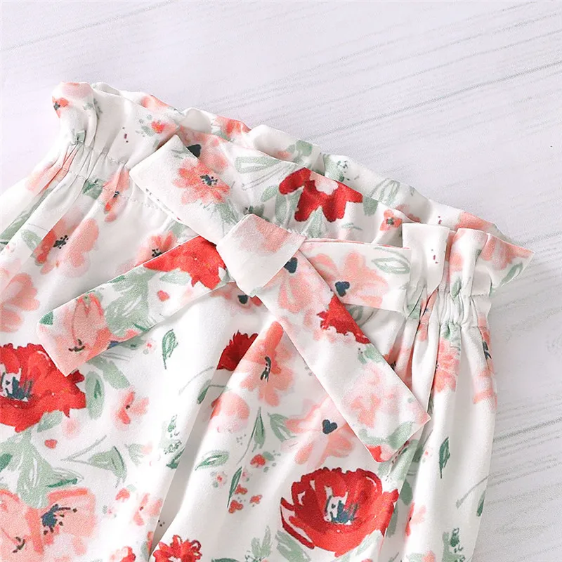 Baby girl clothes Infant Baby Girls Ruffles Solid Romper Bodysuit+Floral Pants+Headband Outfits ubranka dla niemowlat #4J25 (14)