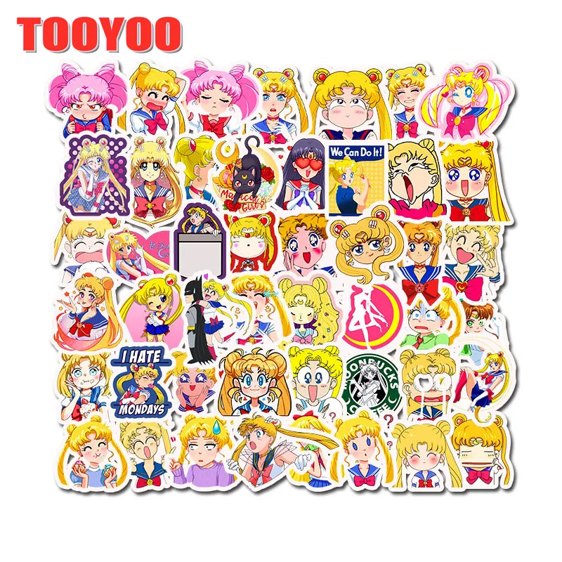 50 Pcs/set Kawaii Sailor Moon Cartoon Bullet Journal Adhesive Stickers DIY Decoration Stationery Stickers Children Gift