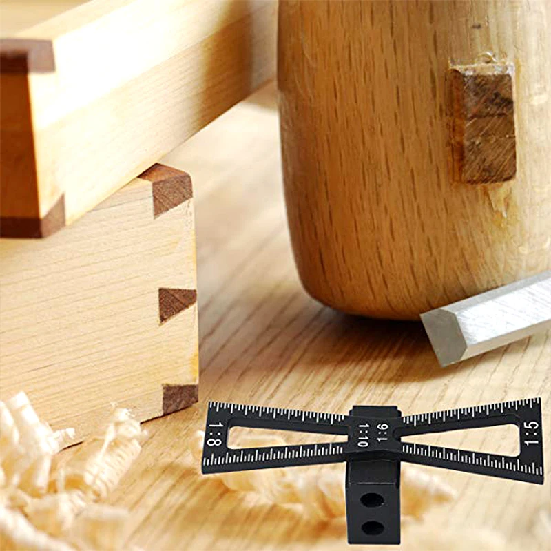 Dovetail Marker Gauge Aluminum Alloy Hand Cut Wood Joints Gauge Dovetail Guide Tool with Scale Template Size 1: 5 1: 8 1?10 1?6