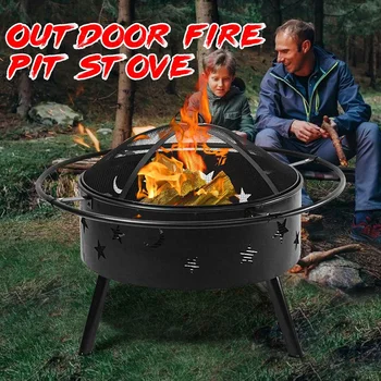 

24 inch Outdoor Stove Fire Pit Stove Portable Garden Patio Wood Log Burner BBQ Camping Brazier Stove Charcoal Stove Wood Furnace