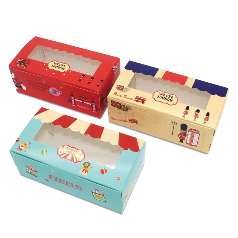 

13.5x7x5cm red color love loddon new window box Cookies Boxes with clear 10pcs/lot Cake Candy Boxes Favor Boxes For Party Guests