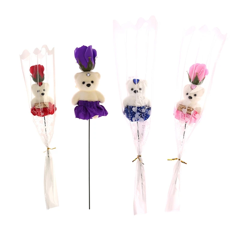 Cheap 1pcs Romantic Valentine's Day Creative Gift Bear Rose Flower Soap Cartoon Bouquet Party Wedding Decoration Multicolor | Дом и сад