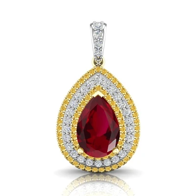 red necklace PANSYSEN, роскошный большой драгоценный камень, цитрин, свадебный набор украшений для женщин, настоящее 925 пробы, серебро, Engagemen, ожерелье, серьги, кольцо - Цвет камня: red necklace
