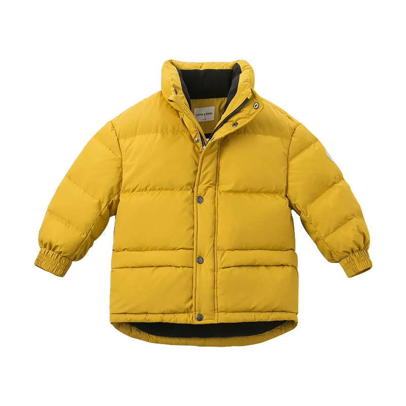 DBK11275 dave bella/Детский пуховик для мальчиков детская верхняя одежда на утином пуху 90% года модное желтое пальто на молнии с капюшоном - Цвет: yellow