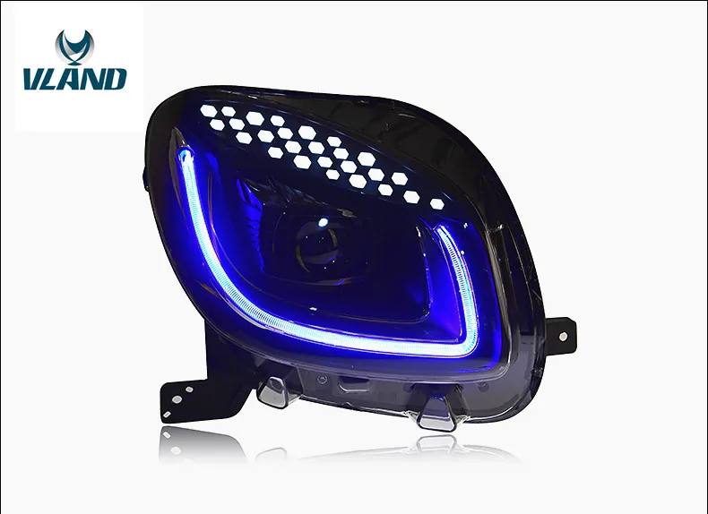 Black VLAND завод для автомобильных фар для Smart дизайн полный светодиодный фонарь и указатель поворота+ игра и вилка+ DRL - Цвет: Black