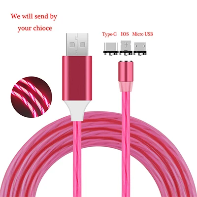1 м 360 ° Круглый Магнитный светящийся Micro USB Android type-C Lighting TPE зарядный кабель - Цвет: Red Micro Cable