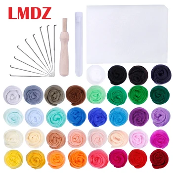

LMDZ DIY Needle Felting Starter Kit 36 Colors 3g Wool Fiber & Handcraft Tools Set Felt Tools Wool Fiber Kit For DIY Needlework