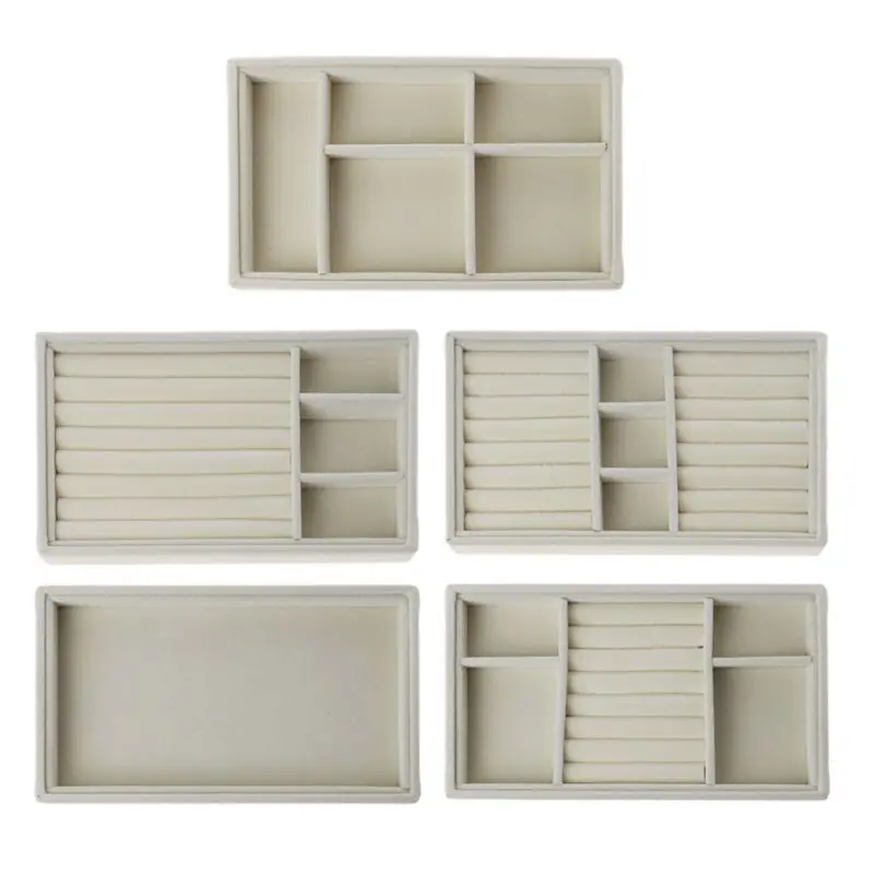 

5Pcs Stackable Jewelry Tray Ring Necklace Storage Organizer Bracelet Watch Display Jewelry Storage for Drawer Dresser