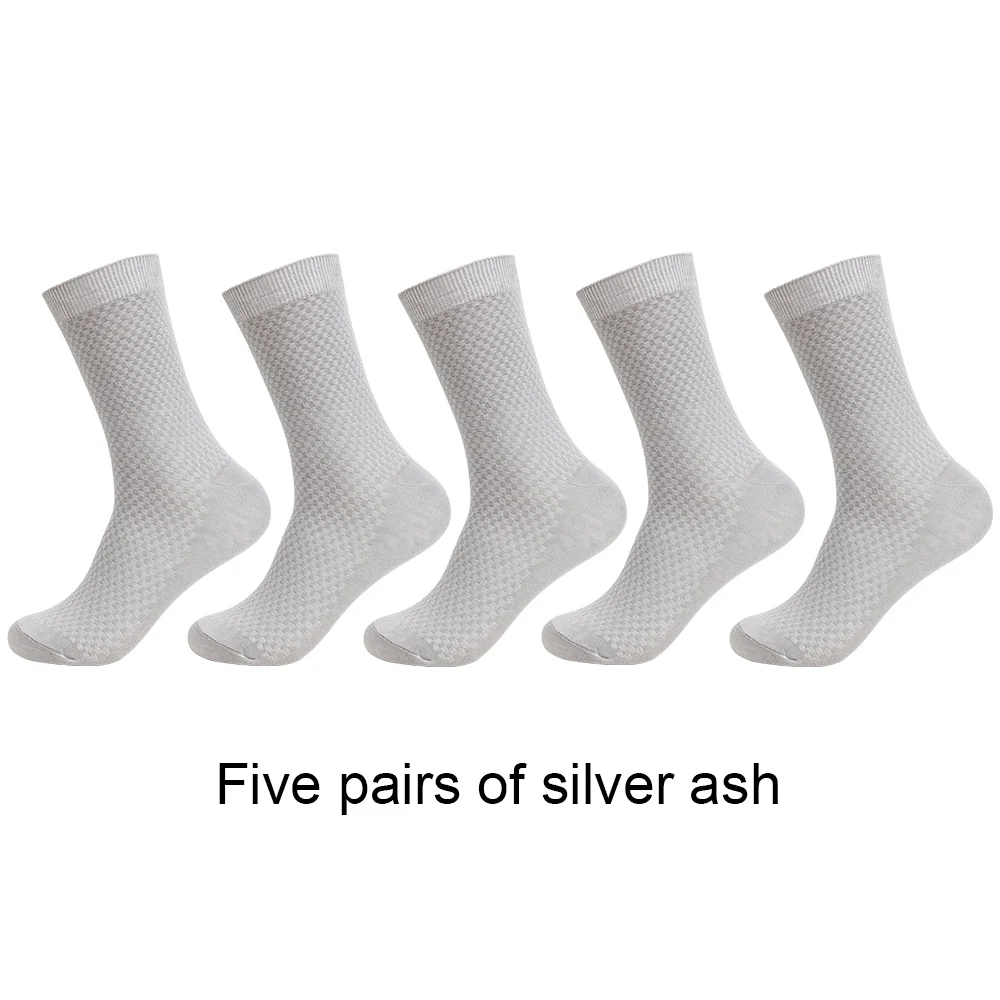 Новые мужские носки из бамбукового волокна, повседневные носки в деловом стиле, антибактериальные дезодоранты, дышащие длинные носки для мужчин, 5 пар/лот - Цвет: E