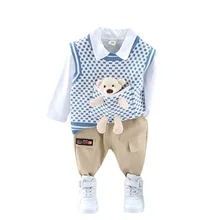 Ropa de dibujos animados para niños y niñas, chaleco, camisa, pantalones, 3 unids/set/conjunto, ropa deportiva para niños pequeños, disfraz informal