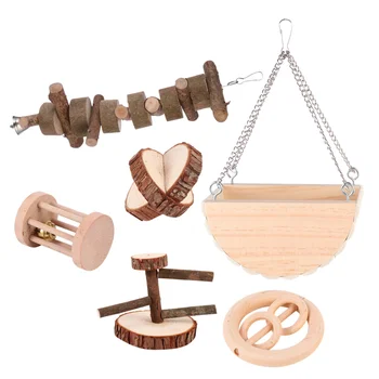 

6PCS Wooden Pet Toys Creative Chic Useful Durable Pet Grinding Playthings Pet Toys for Hamster Dog Cat
