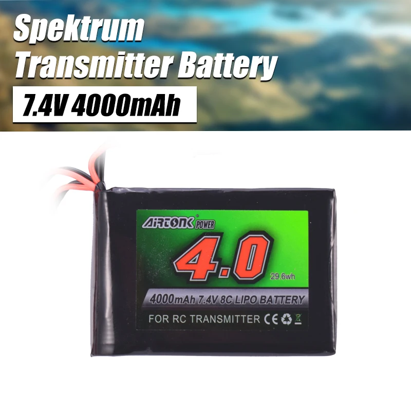 Rc Transmitter Battery 7.4v 4000mah 8c Rechargeable Lipo Battery For