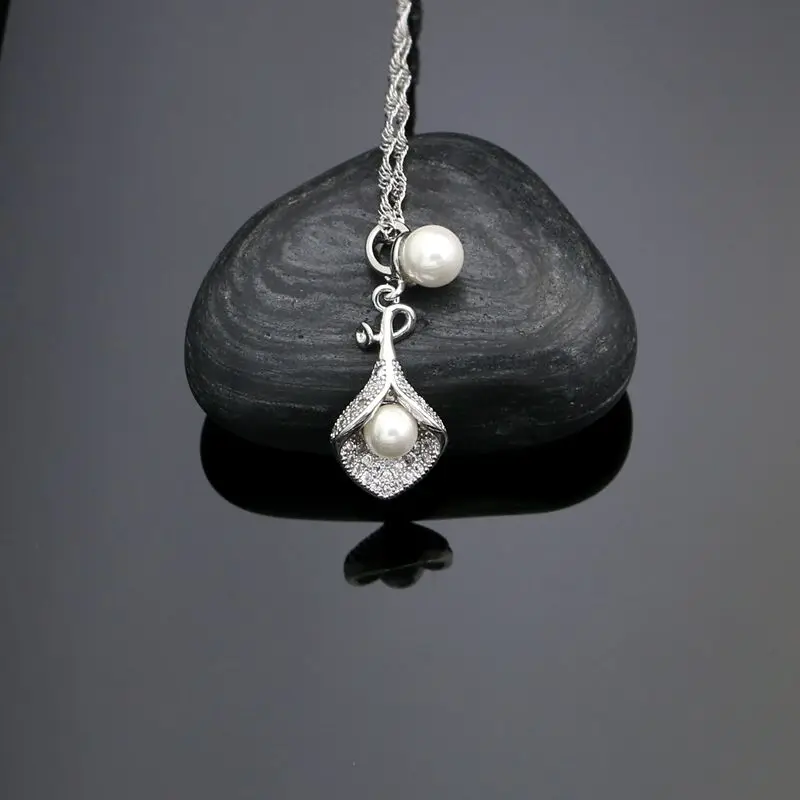 Ювелирные наборы для невесты из стерлингового серебра 925 пробы белые жемчужные