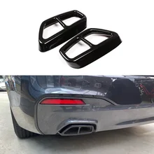 Yubao 2PCS/Set Stainless Rear Dual Exhaust Pipe Cover Trims Glossy Black For BMW 5 Series G30 G31 17  18