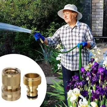 

Two Sizes Garden Hose Quick Connect Solid Brass Quick Hose Fitting Garden Water Connector Connectors Hose O4J3
