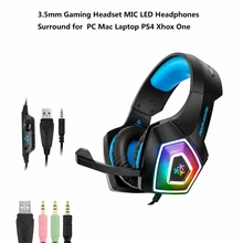 Наушники RGB 3,5 мм Mic игровой светодиодный объемный звук стерео наушники для ноутбука PS4 тонкий Xbox One гарнитура для мобильного телефона