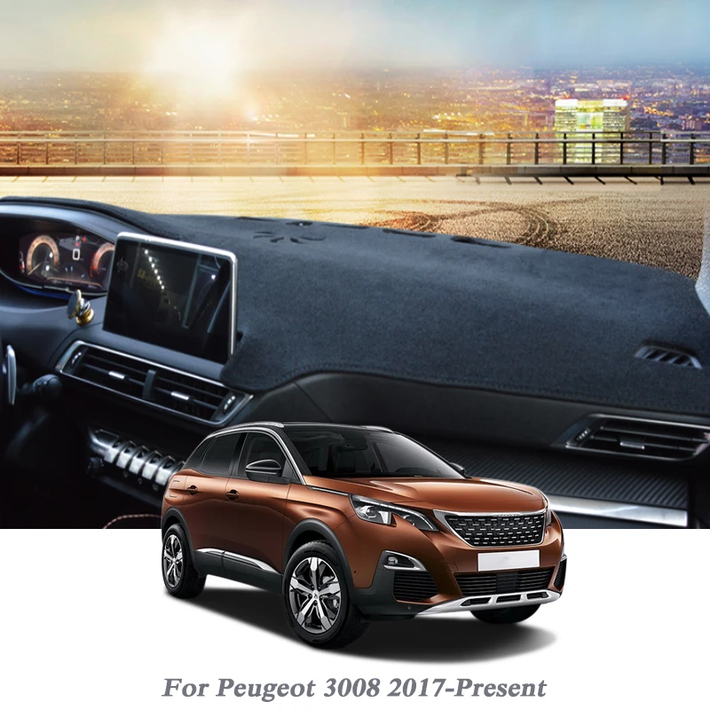 Car Styling Dashboard Avoid Light Pad Instrument Platform Cover Rose Mat For Peugeot 3008-Present LHD&RHD Anti-Dust Mat