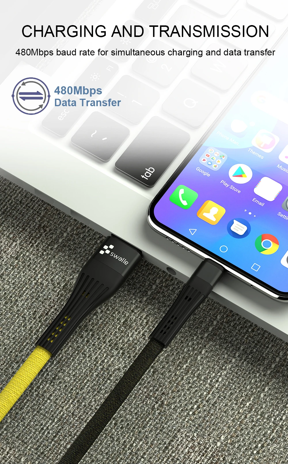 Swalle USB кабель для iPhone samsung Xiaomi зарядное устройство для быстрой зарядки Micro USB кабель для мобильного телефона usb type C кабель