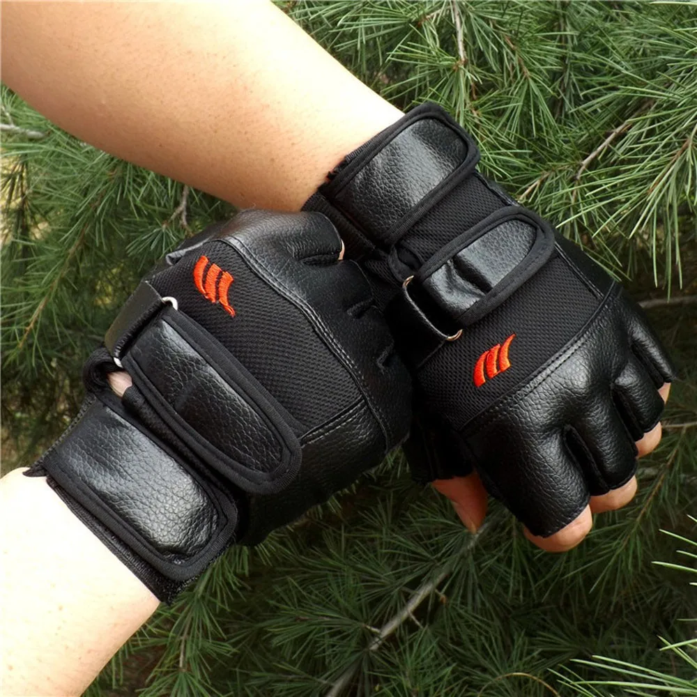 Men Gym Motorcycle Accessories Training Sport Fitness Sports Half Finger Leather Gloves Super Abrasion Palm Material Good YH