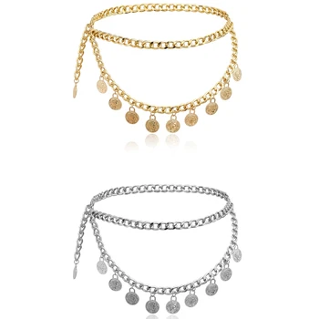 

Fashion Gold Alloy Coin Pendant Belly Chain Body Chain Waist Chain Carved Beach Belt