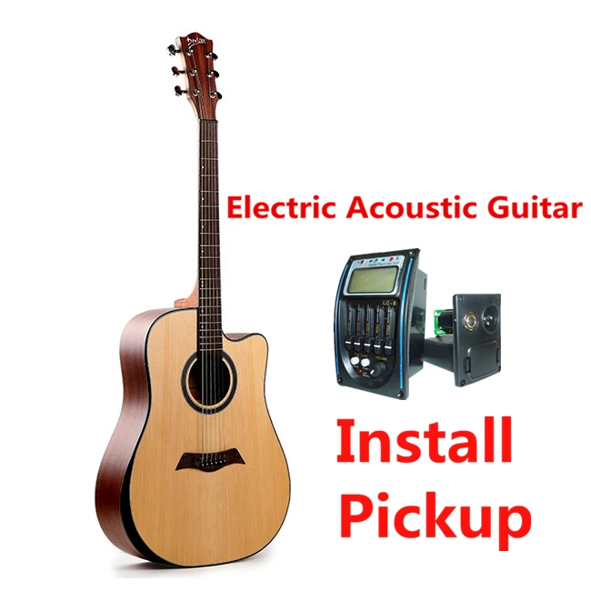 LS-560-41-EQ Гитара акустическая электрическая все Sapele ель стальная струна 41 дюймов D-Body Guitarra 6 струн поп-фолк Cutaway установка звукоснимателя матовая - Цвет: LS-560-41-EQ