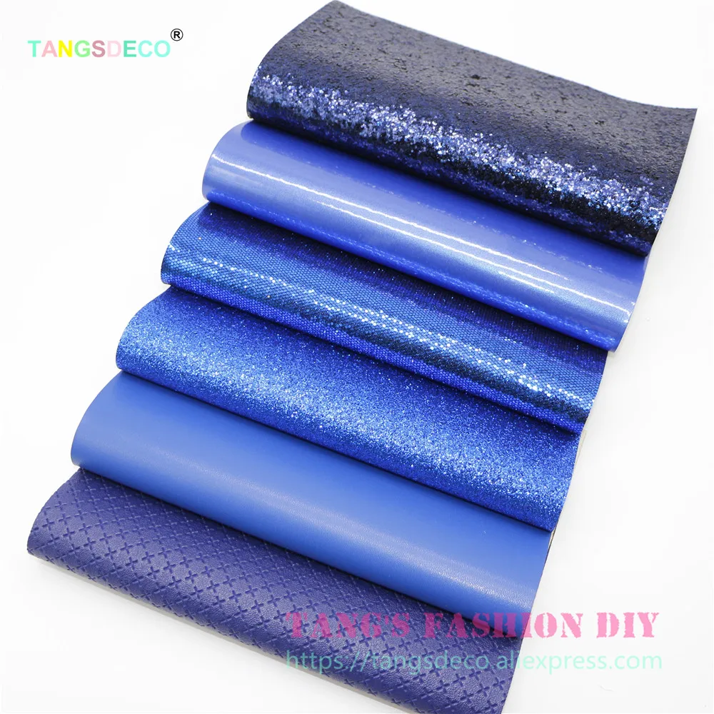 

6pcs- 20x22cm High Quality NEW MIX STYLE Dark Blue color mix PU leather set/synthetic leather set/DIY fabric artificial leather