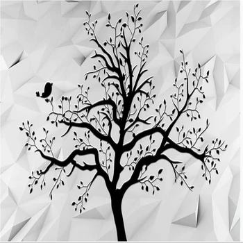 

Modern minimalist three-dimensional space black and white relief tree wallpapers art 3d murals wallpaper for living room