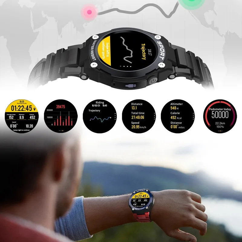 DT97 Открытый GPS позиционирование спортивные Smartwatch IP67 Водонепроницаемый TF карта