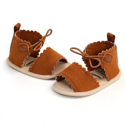 Baywell Baby Sandals Summer Lace-up Soft Sole Non-slip Walking Shoes Newborns First Walkers 0-18M