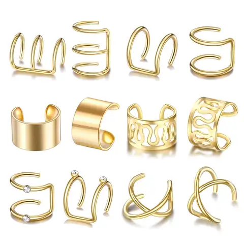 Fashion Gold Star Leaves Non-Piercing Ear Clip Earrings For Women Simple Fake Cartilage Ear Cuff Jewelry Clip Accessories
