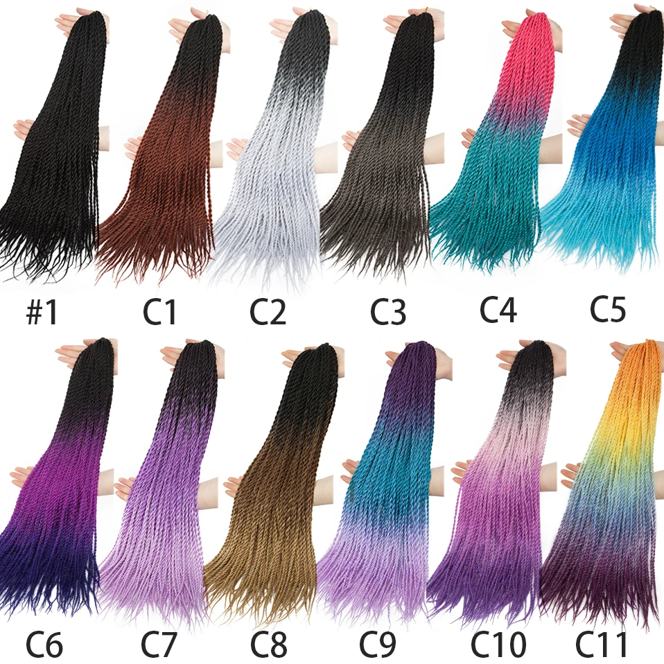 BENEHAIR Senegalese Twist Hair Crochet Braids Hair Synthetic Braiding Extensions 30 Roots/pack Ombre Braids For Women