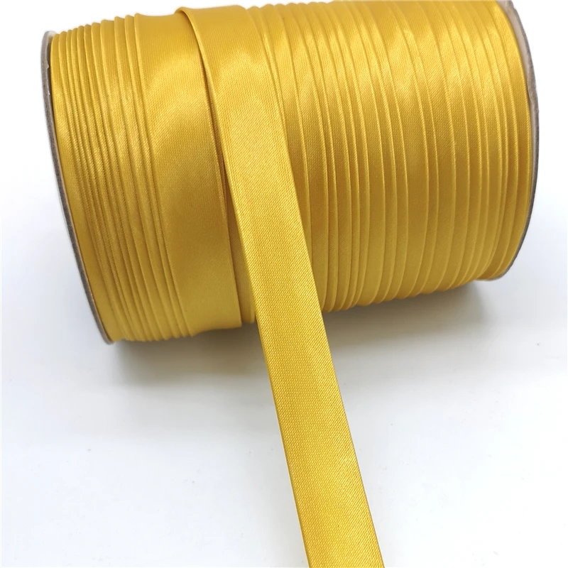 Рулон 90 ярдов 15 мм швейная Атласная Лента Край швейная лента для одежды простыни подушки шляпы различные край ткани Шитье - Цвет: Dark Golden